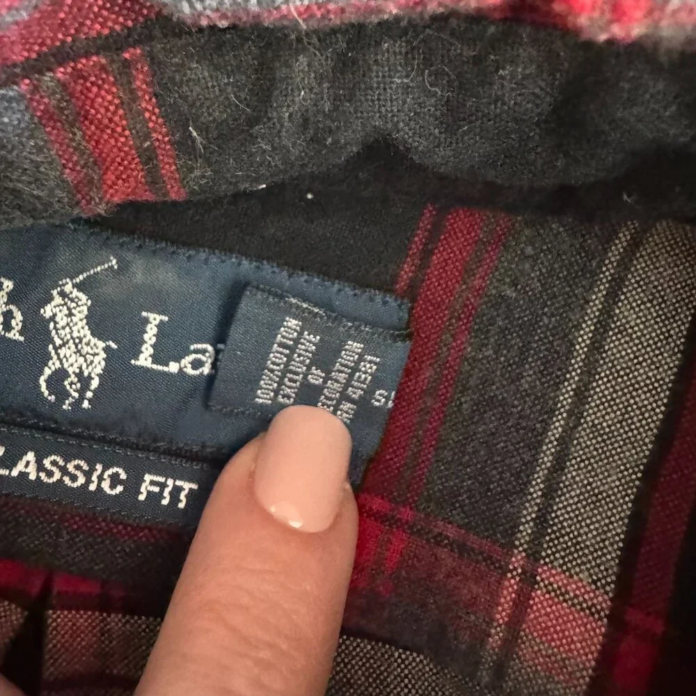 Ralph Lauren Mens Classic Red Black Plaid Button Down Shirt Thick Size M Pony - Picture 5 of 8